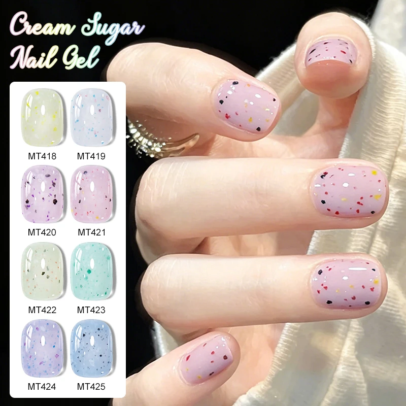 7ml Cream Sugar Gel Nail Polish Glitter Effect Semi Permanent Soak Off UV LED Gel Varnish Nail Art Decorations Nail Supplies