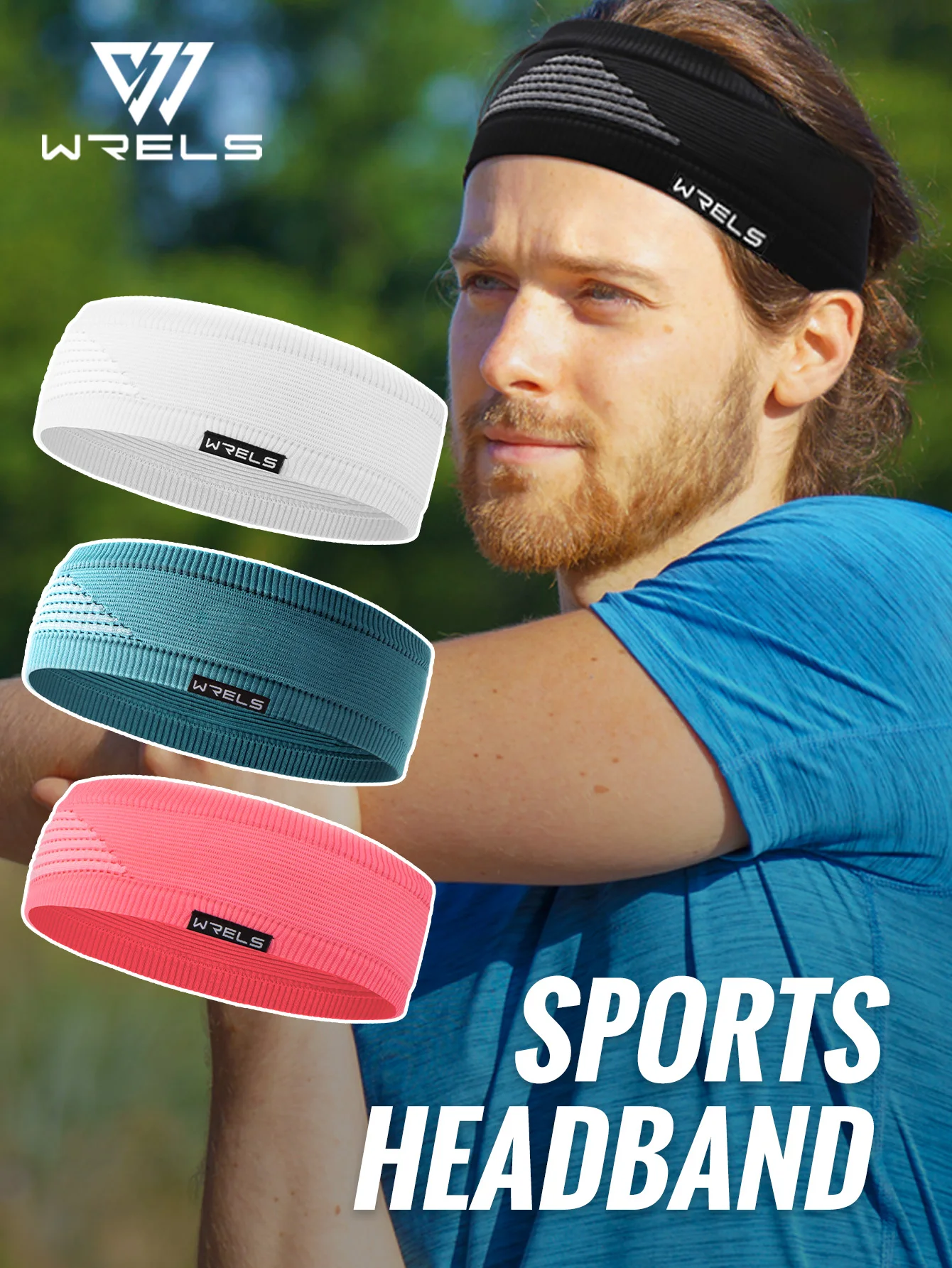 WRELS Elastische Sport-Stirnbänder für Damen und Herren, schweißabsorbierend, rutschfest, Yoga-Haarband, schnell trocknend, für Yoga und Laufen – Detail 3