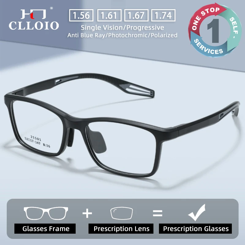 

CLLOIO New Fashion Sporty Anti Slip Prescription Myopia Glasses For Basketball Lightweight TR90 Men Progressive Reading Glasses