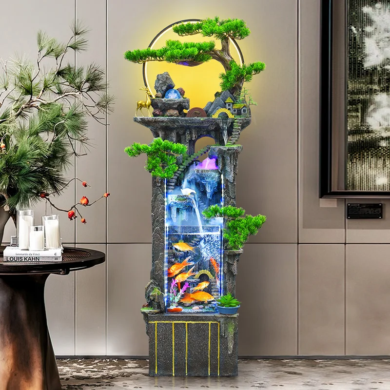 

Living room rockery fish tank flowing water ornament home office making money opening landing landscape alpine fountain circulat