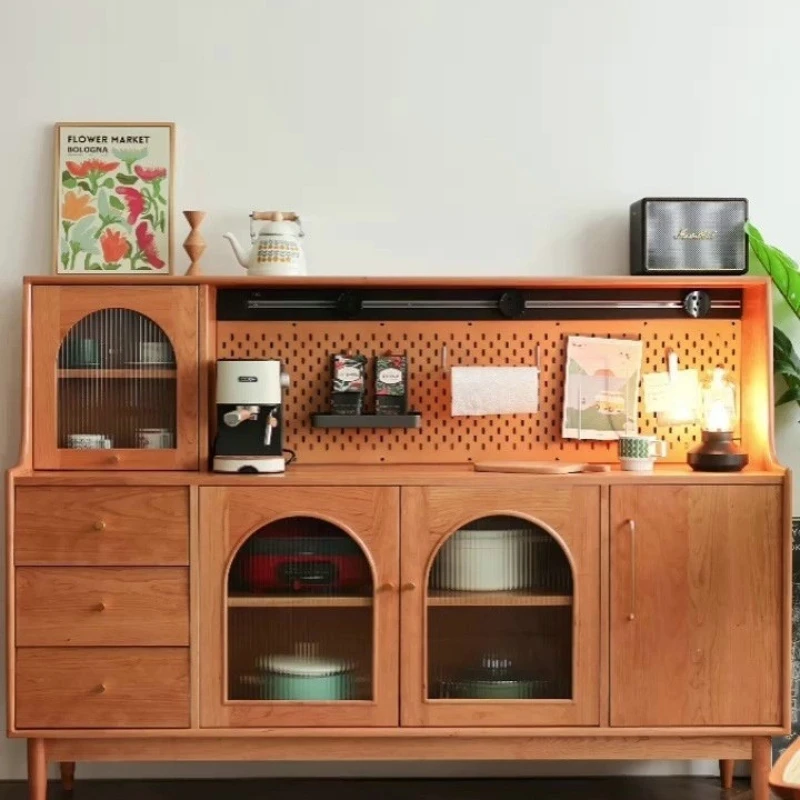 

Nordic solid wood dining side cabinet, living room wall storage cabinet, kitchen storage bowl cabinet, dining room tea cabinet