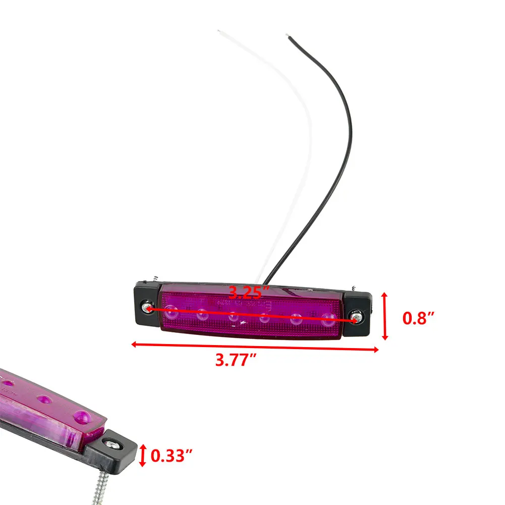 Waterproof, Purple 6LED Oblong Boat Truck Trailer Lorry Side Marker Indicators Lights, Set of 10, Easy DIY Installation