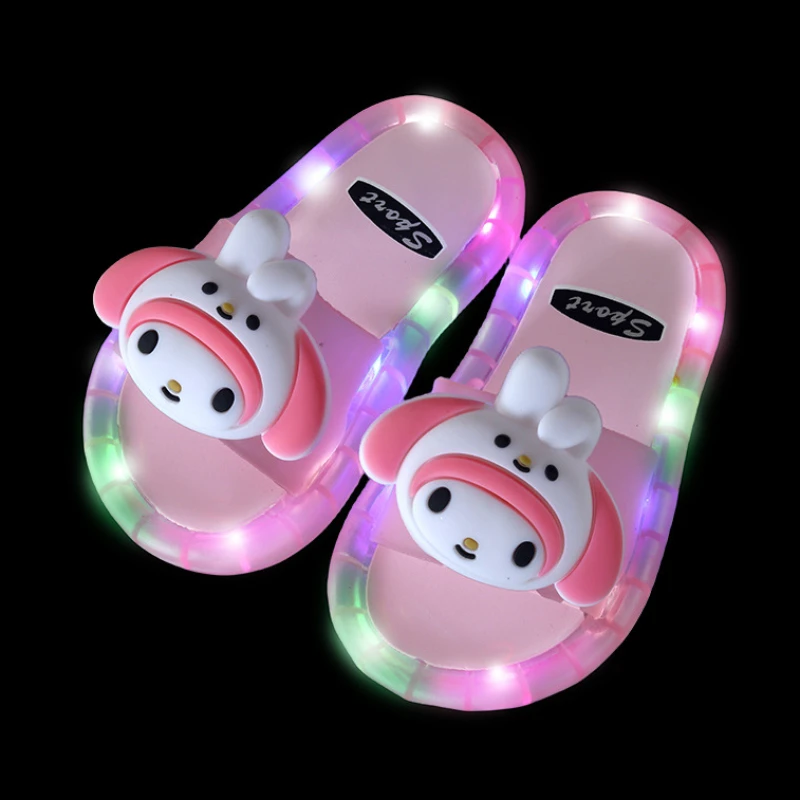 Summer Children‘s Boys Girls Slippers Cartoon Unicorn Animals Prints Shoes Lighted Cute Shoes Bathroom Kids Toddler Slippers