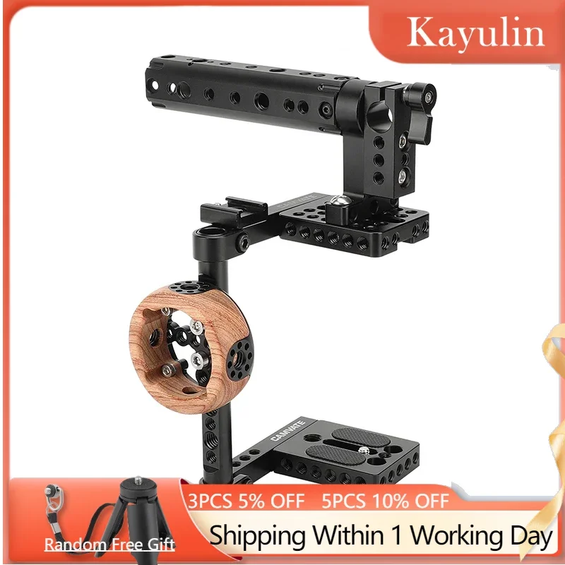 

Kayulin Camera Cage With Top and Side Handle (Left-Hand Use) For Most DSLR and Mirrorless Cameras