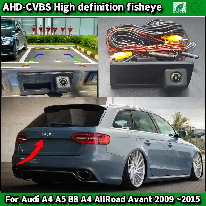 كاميرا خلفية بمقبض الصندوق الخلفي لأودي ، رؤية خلفية ، كاميرا احتياطية لوقوف السيارات ، CCD ليلاً ، رؤية على جميع الطرق ~