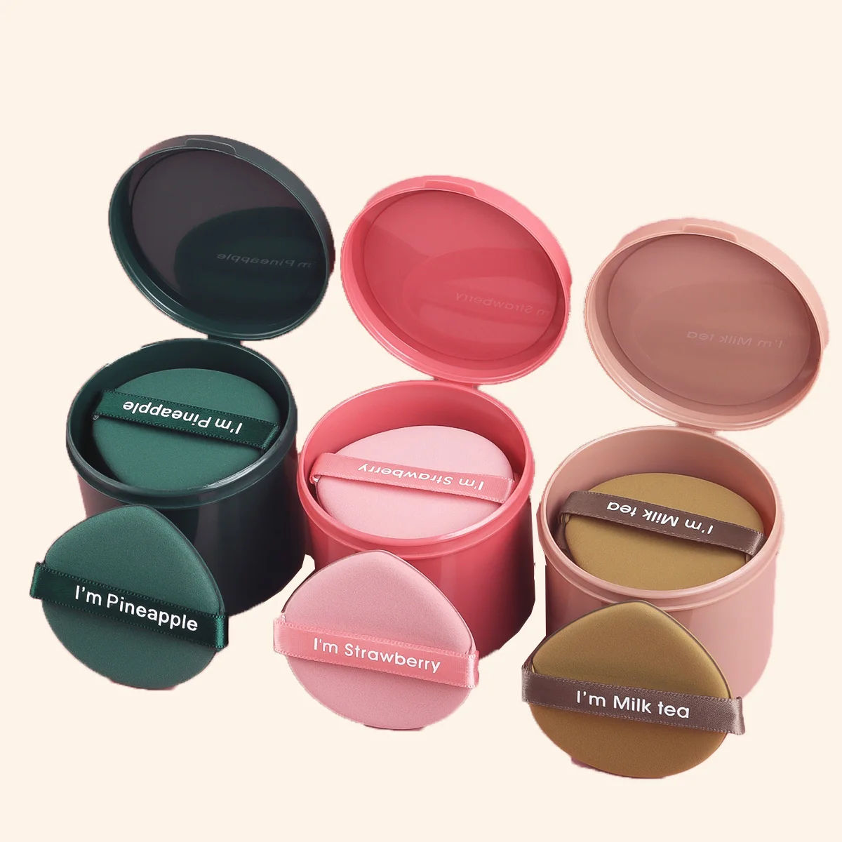 Conjunto de sopros cosméticos em caixa, 7 peças, gota de água, redondo, dupla face, feminino, macio, esponja de maquiagem facial, beleza, maquiagem, ferramenta de pó lavável