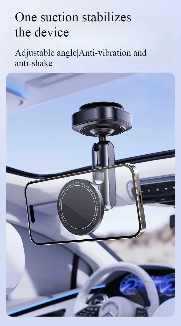 Magnetic Vacuum Suction Car Phone Holder 360° Rotating Electric Vacuum Cup Mount Universal for Car IPhone Navigation DJI Gopro