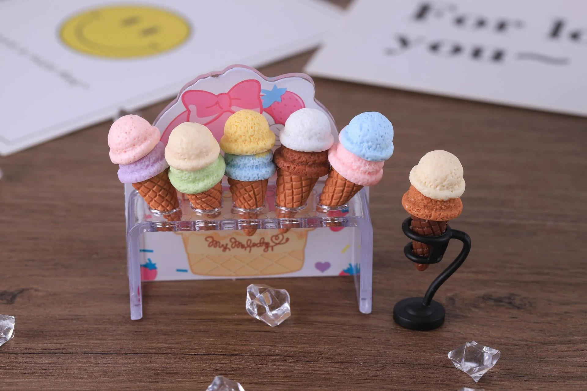 10 Stück Niedliche Doppelschichtige Dreidimensionale Eiswaffel DIY Simulations-Lebensmittel-Spielzeug Harz-Ornament – Detail 12