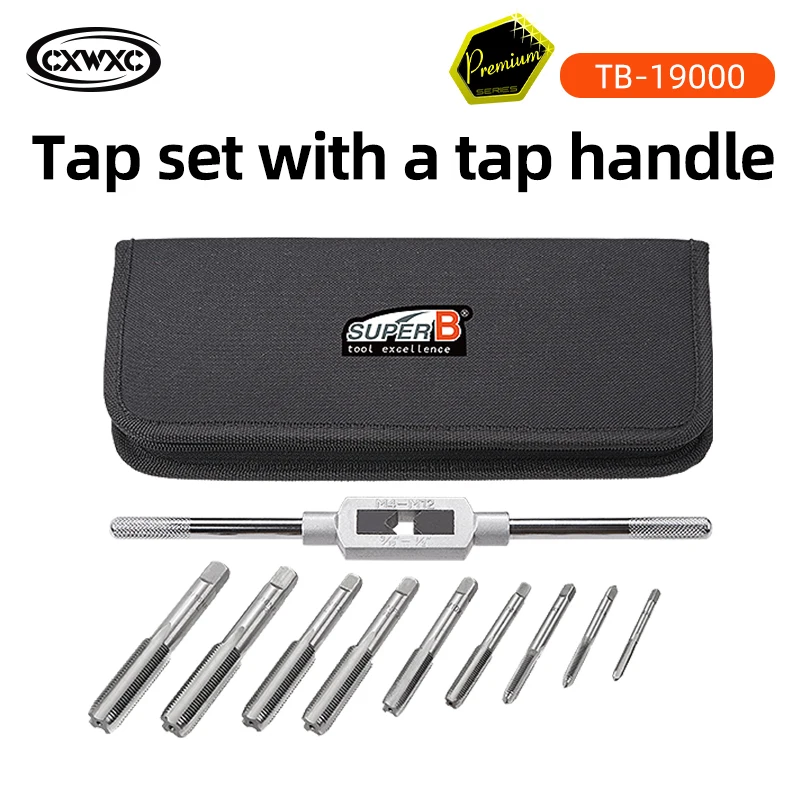 

Super B Bicycle Repair Tools Tap Set with a Tap Handle High Hardness Material Precision Frame and Drill Bits TB-19000
