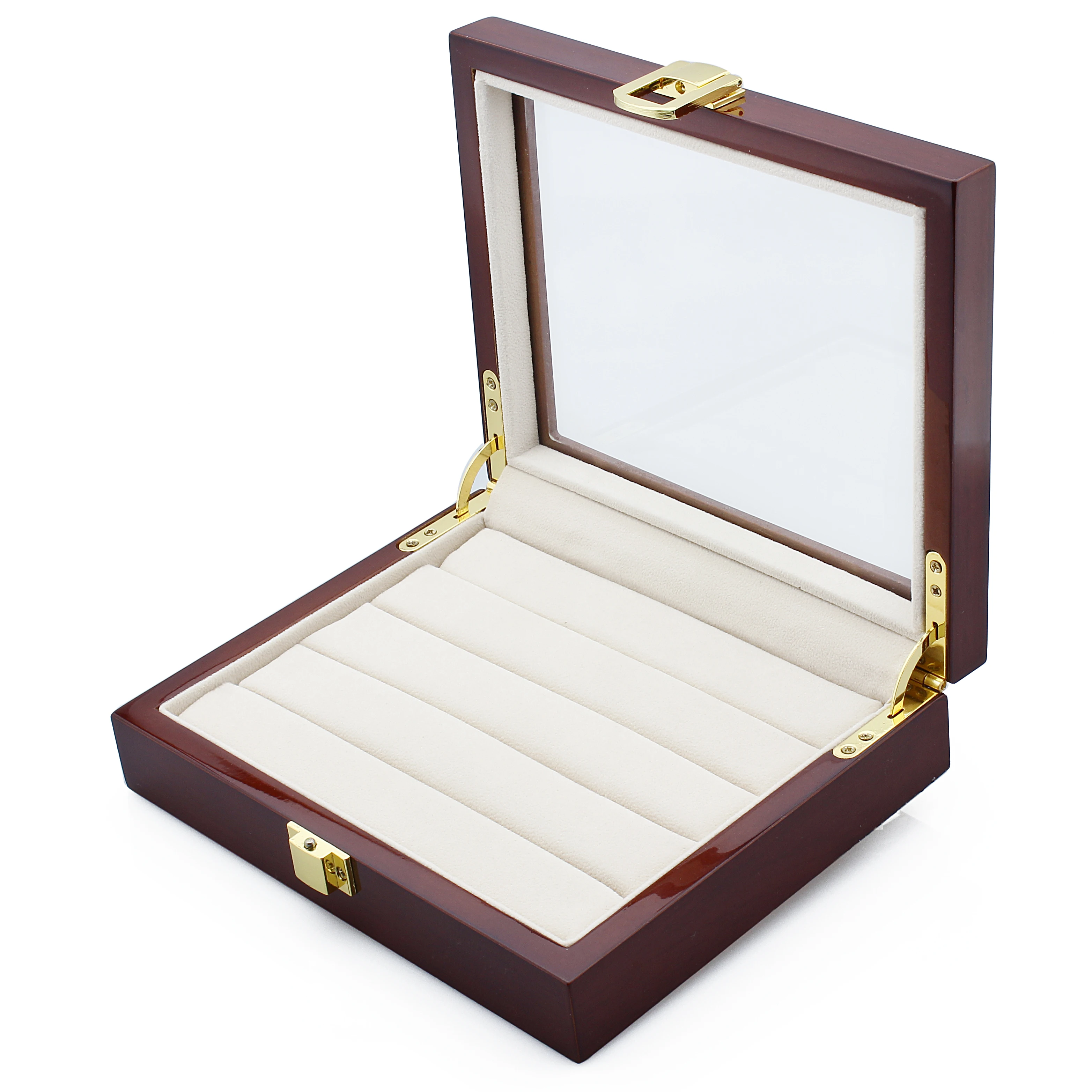 

New Luxury Wood Jewelry Box Vintage wood Multifunction Display Box Elegant Dark Brown Storage Case Luxury Cufflinks Jewelry Dis