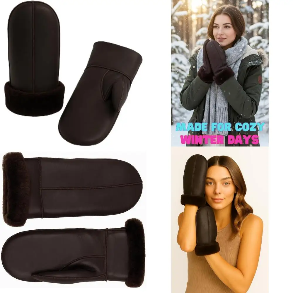 قفازات جلدية شيرلينغ الفاخرة للنساء - قفازات شتوية دافئة، حماية من الطقس البارد، معتمدة من LWG