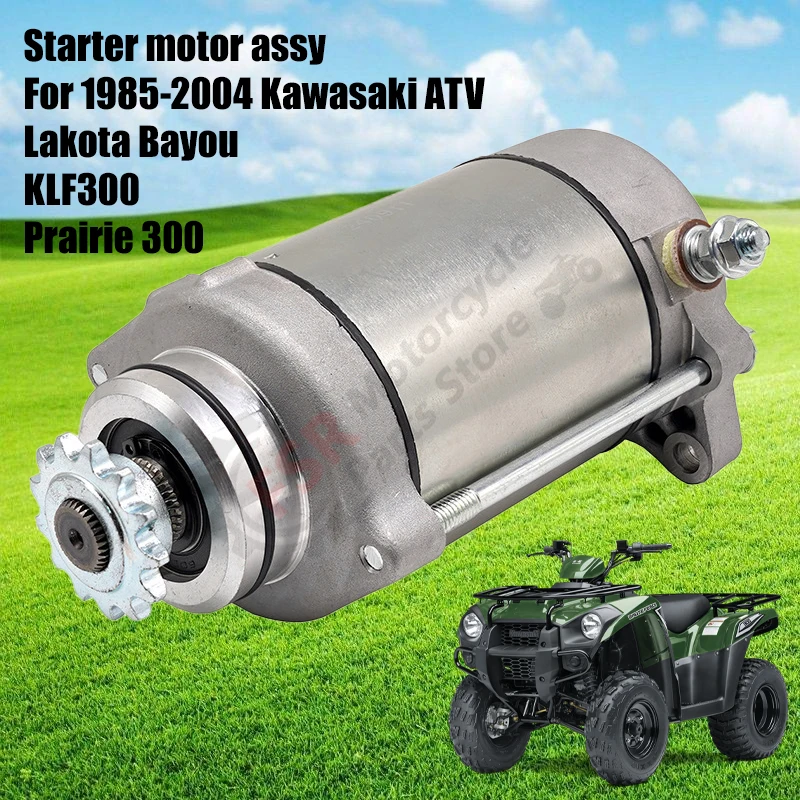 

Starter motor assy,Fits Kawasaki ATV KVF300 Prairie KLF300 Bayou 2x4/4x4 KEF300 Lakota Utility/Sport 1986-2004,Quad parts