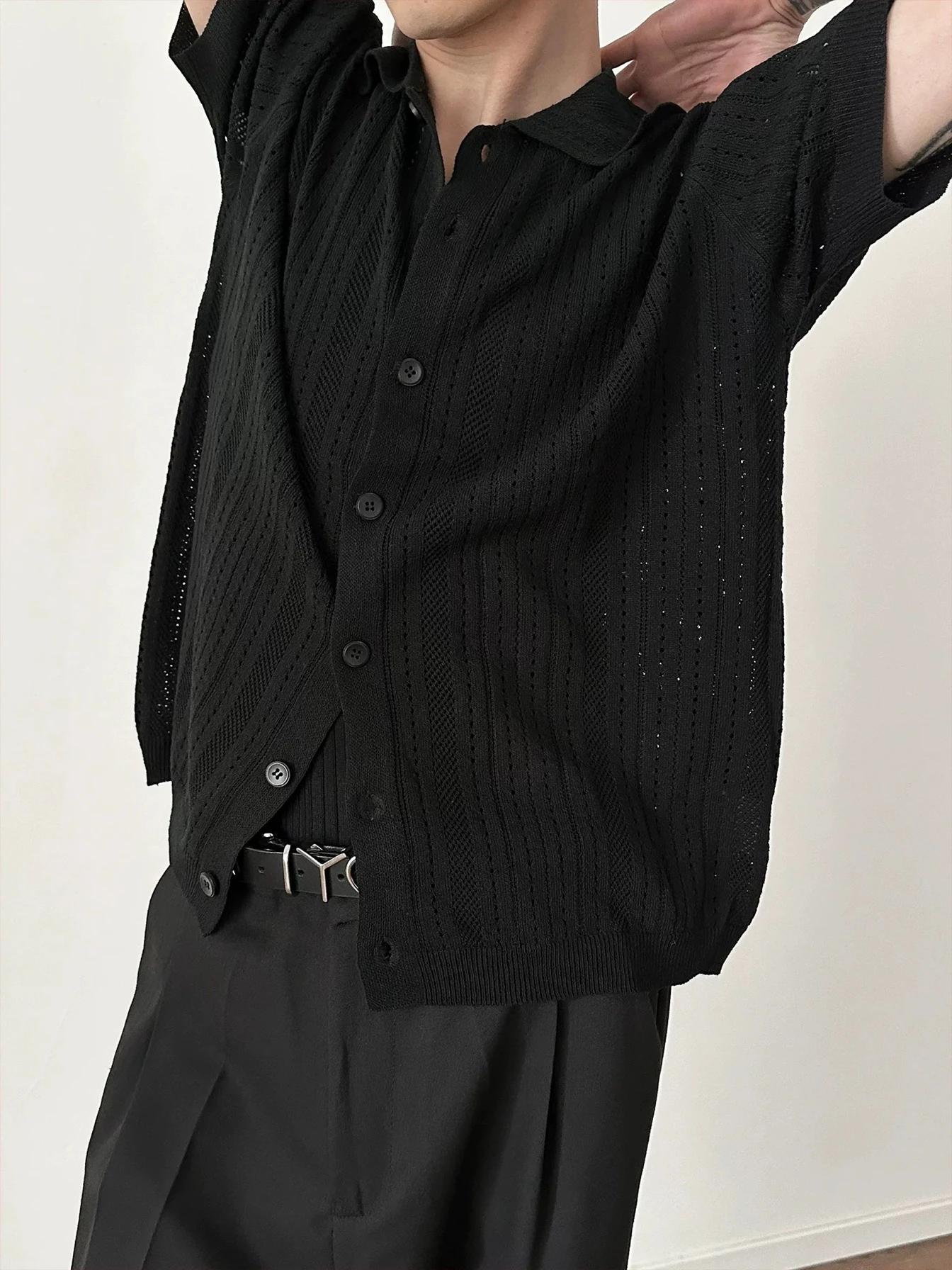 

Лето в американском стиле ретро с квадратным воротником ort Sve Трикотажные мужские дышащие повседневные свободные модные ленивые S...