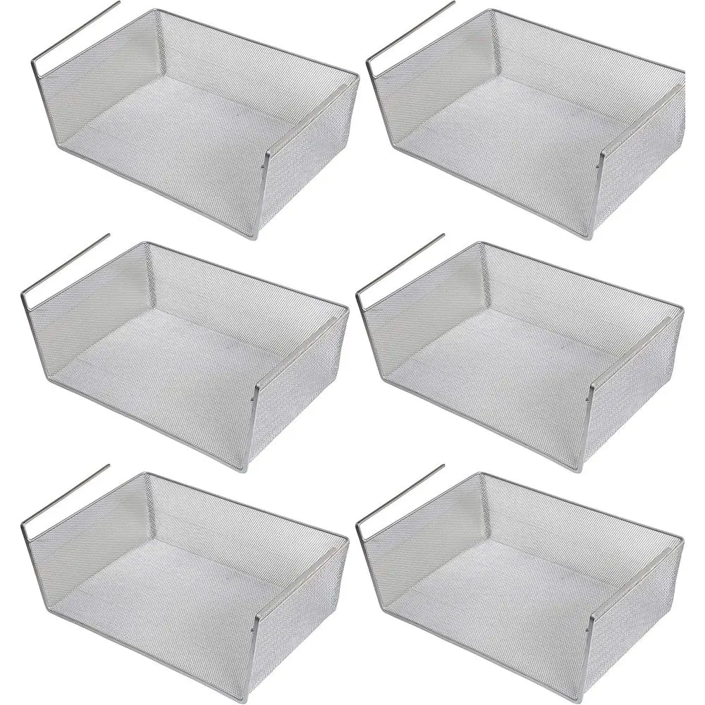 Under Shel Basket (6-Pack) Mesh StainlSteel Storage Under Cabinet Hanging Basket Rack Maximize Space in Cabi, Pantry Room, Bathr