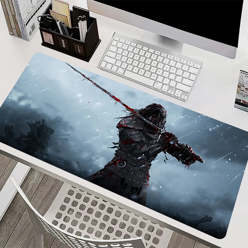 Large Mouse Pad Fantasy Art Torii Samurai Computer Desk Mat Anti-Fray Gaming Mousepad Anime Keyboard Gamer Accessories Table Pad
