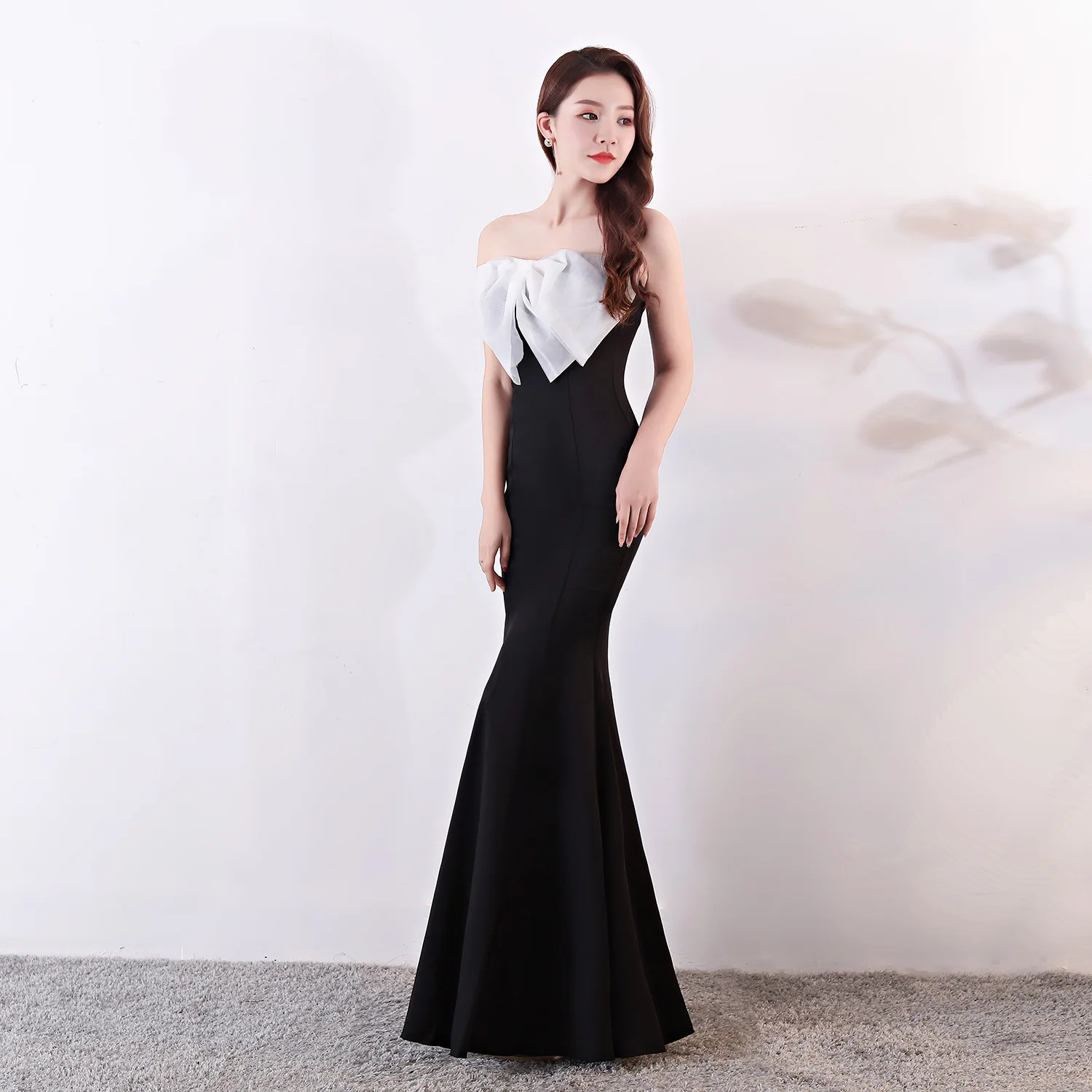 レディース スリミングビスチェ フィッシュテール ロングドレス ヒップハグ リボン装飾 エレガント イブニングドレス