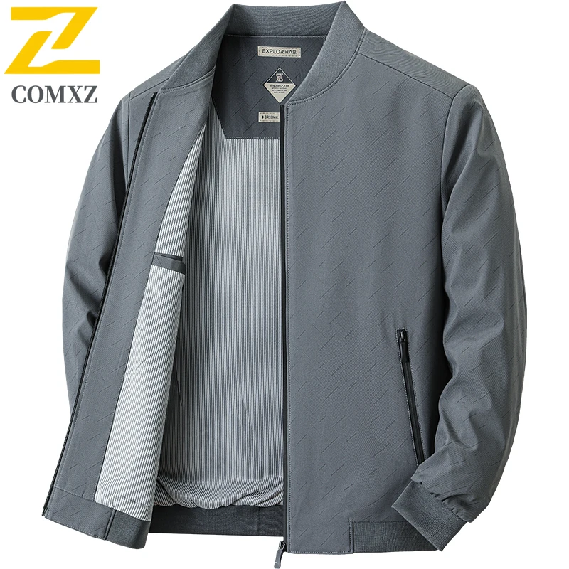 

2025 модная мужская куртка с воротником-стойкой, однотонное деловое рабочее пальто, уличное ветрозащитное дорожное легкое повседневное весенне-осеннее пальто