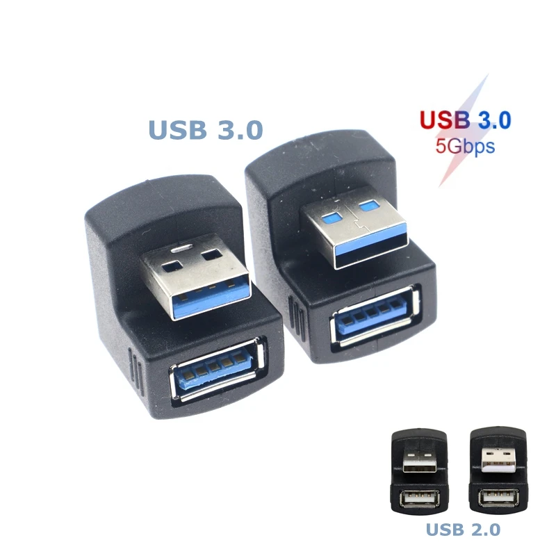 New 5Gbps Up and Down 360 Degree U-Type USB 3.0 USB2.0 Male to Female Adapter Expansion Connector for LTE Adapter to Power Bank