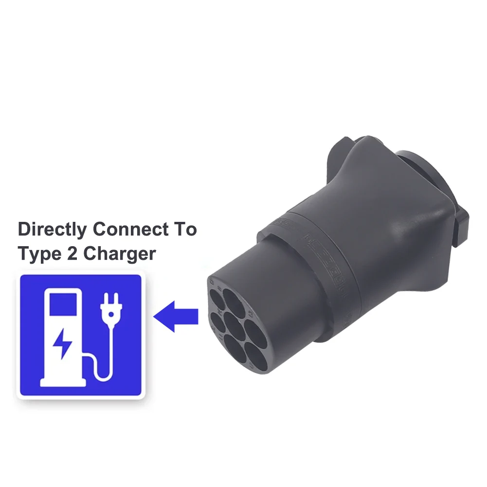 Adaptador de carregamento EV para carregador EV, adaptador EVSE, conector portátil, plugue macho e fêmea, soquete Schuko, 16A, 220V, tipo 2