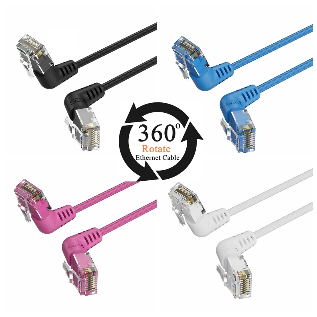 CAT6A Ethernet Cable 10Gbps 90/360 Degree Rotation Patch Cord Rj45 Connector 10G For Laptop Router Pc Network Lan Cable