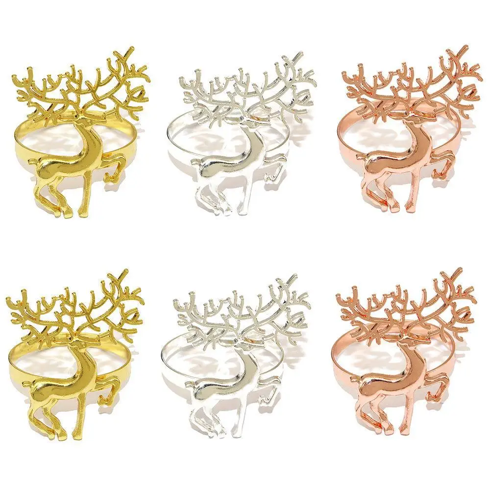 napkin ring Western Restaurant Christmas Deer Napkin Buckle Elk Napkin Ring Gold Silver Alloy Mouth Towel Ring