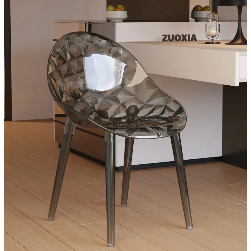 Acrylic Transparent Dining Table Chair, Minimalist Household Dining Chair, Light and High-end Casual Backrest Chair  Home