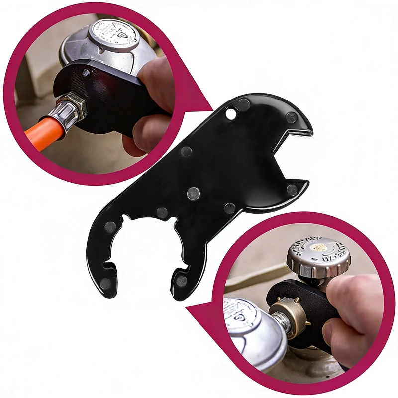 

1PC Magnetic Gas Cylinder Wrench Used For Outdoor Barbecue In RVs And Caravans Wear-Resistant Gas Cylinder Wrench Black