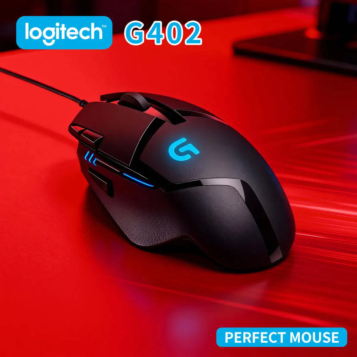 

Logitech G402 Wired USB Gaming Mouse, Ergonomic Design, 4 Onboard Memory Profiles