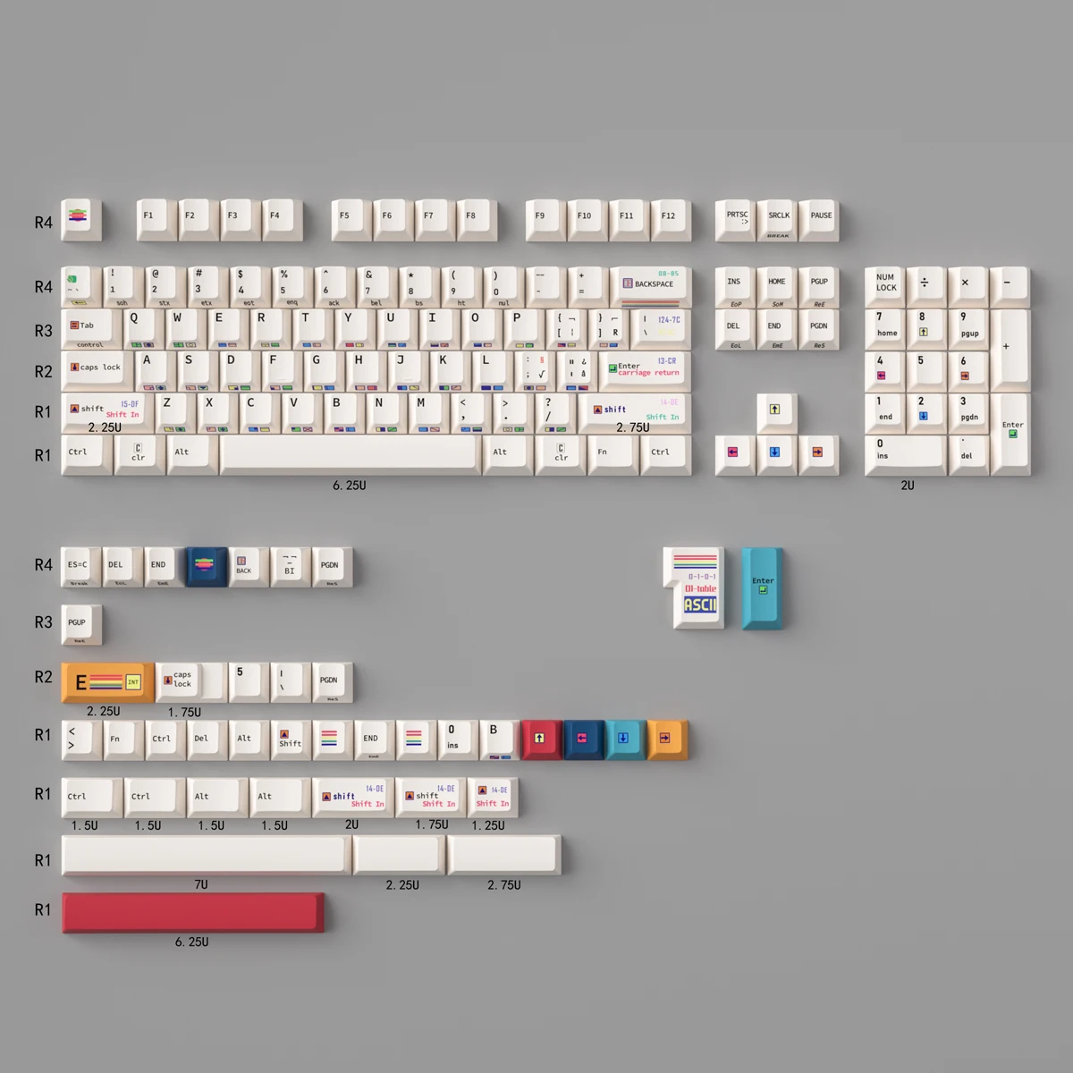 Teclas retrô pbt c64 r2 com gravação lateral, 147 teclas, sublimação de cinco lados, perfil cereja para teclado mecânico