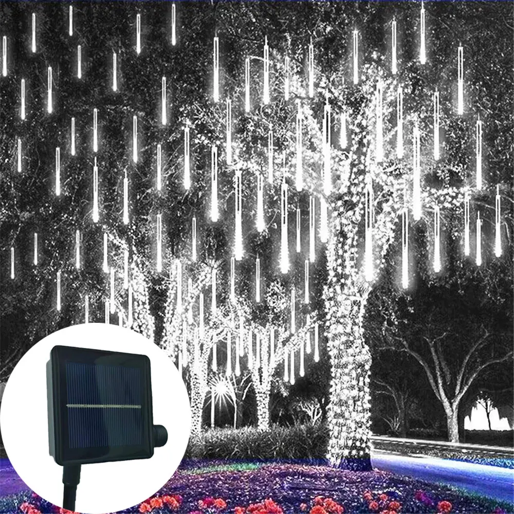 

1pc Solar Meteor Shower Light 30cm/50cm 8 Tubes Christmas Decorative Lamp For New Year Garden Tree Festival Party Decoration