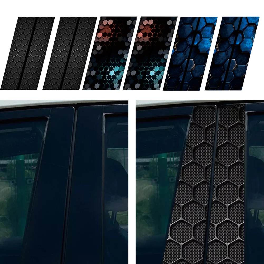 

2Pcs B-pillar Car Sticker For Honeycomb Car B-Pillar Waterproof Decal Diy Car Door Post Sticker Car Sticker Exterior Accessories