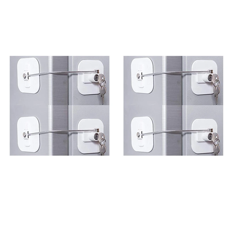 

Refrigerator Lock, Mini Fridge Lock With Key For Adults, Lock For A Fridge, Cabinet Door(White 4Pack)