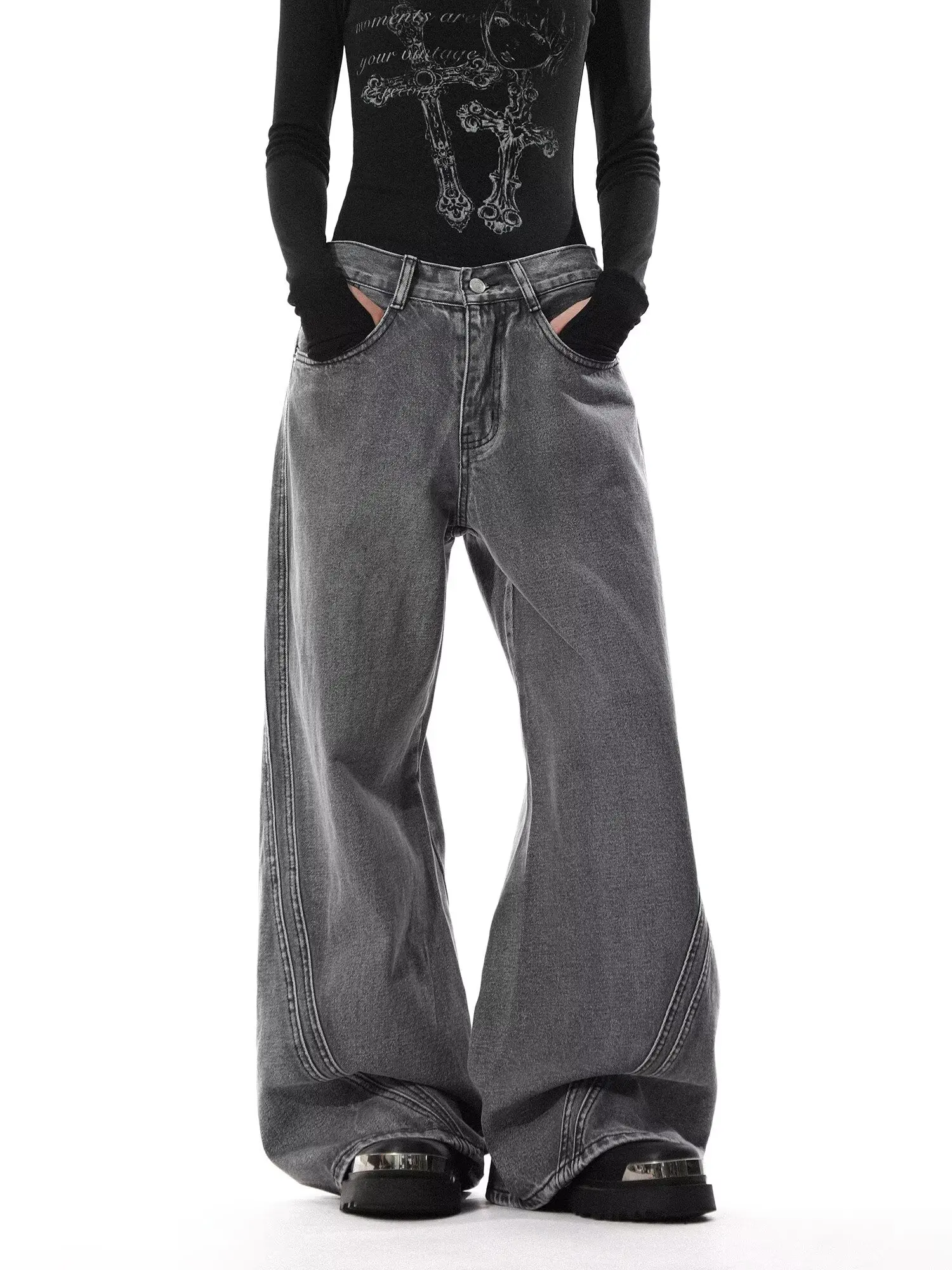 Jeans de Mezclilla para Mujer, Otoño-Invierno 2026, Estilo Y2K, Corte Ancho, Baggy, Grunge, Harajuku, Vaquero, Nuevo, Estilo Coreano, Mom Jeans, Punk, Retro