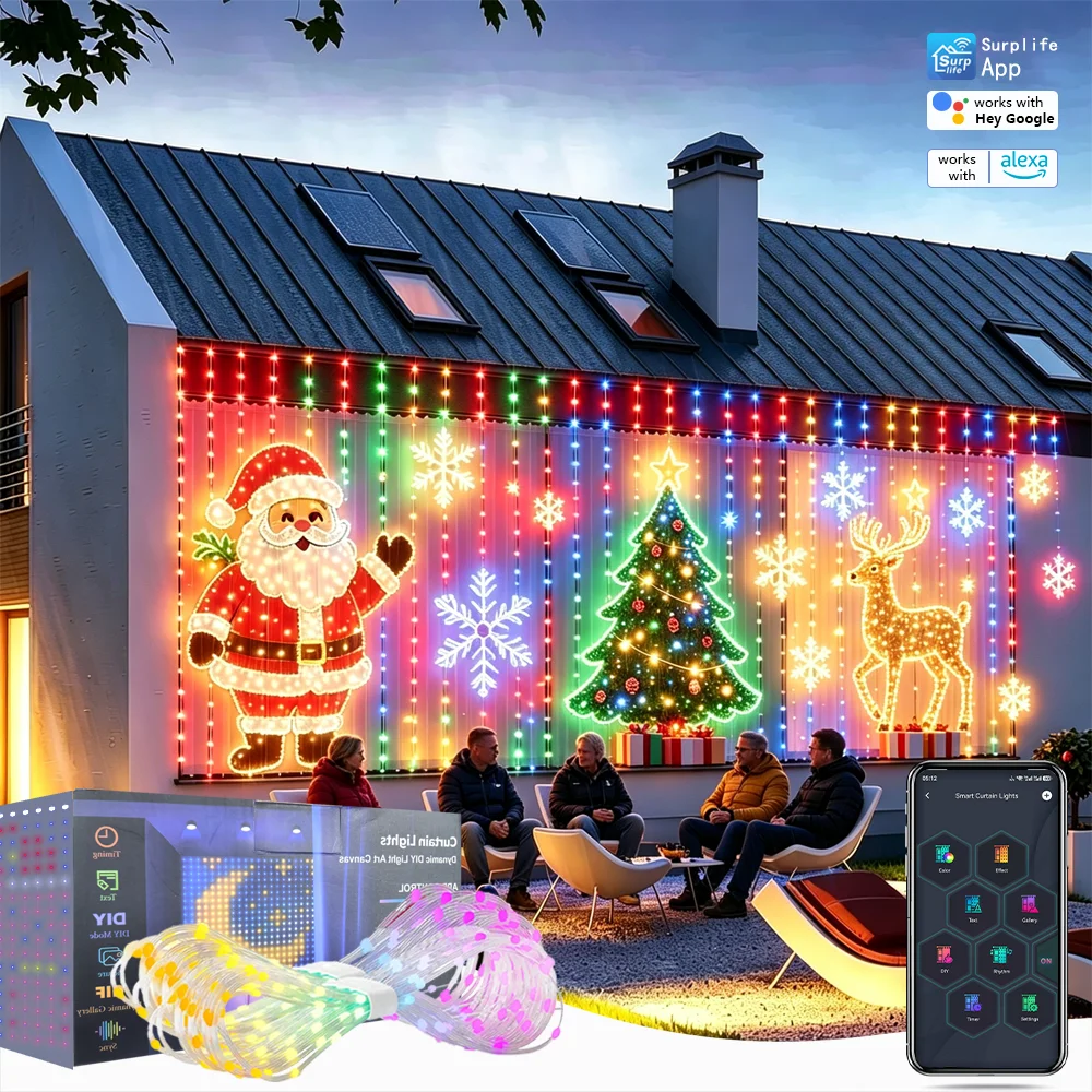Smarte Weihnachts-Dekorationslichter mit USB-Anschluss, 400 LEDs, App-Steuerung – ideal für Wohnzimmer, Schlafzimmer und Fenster zu Hause; Halloween- und Weihnachts-Dekorationslichter