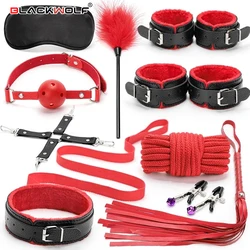 10PCS/Set New Leather bdsm bondage Set Restraints Adult Games Sex Toys for Couples Woman Slave Game SM Sexy Erotic Toys Handcuff