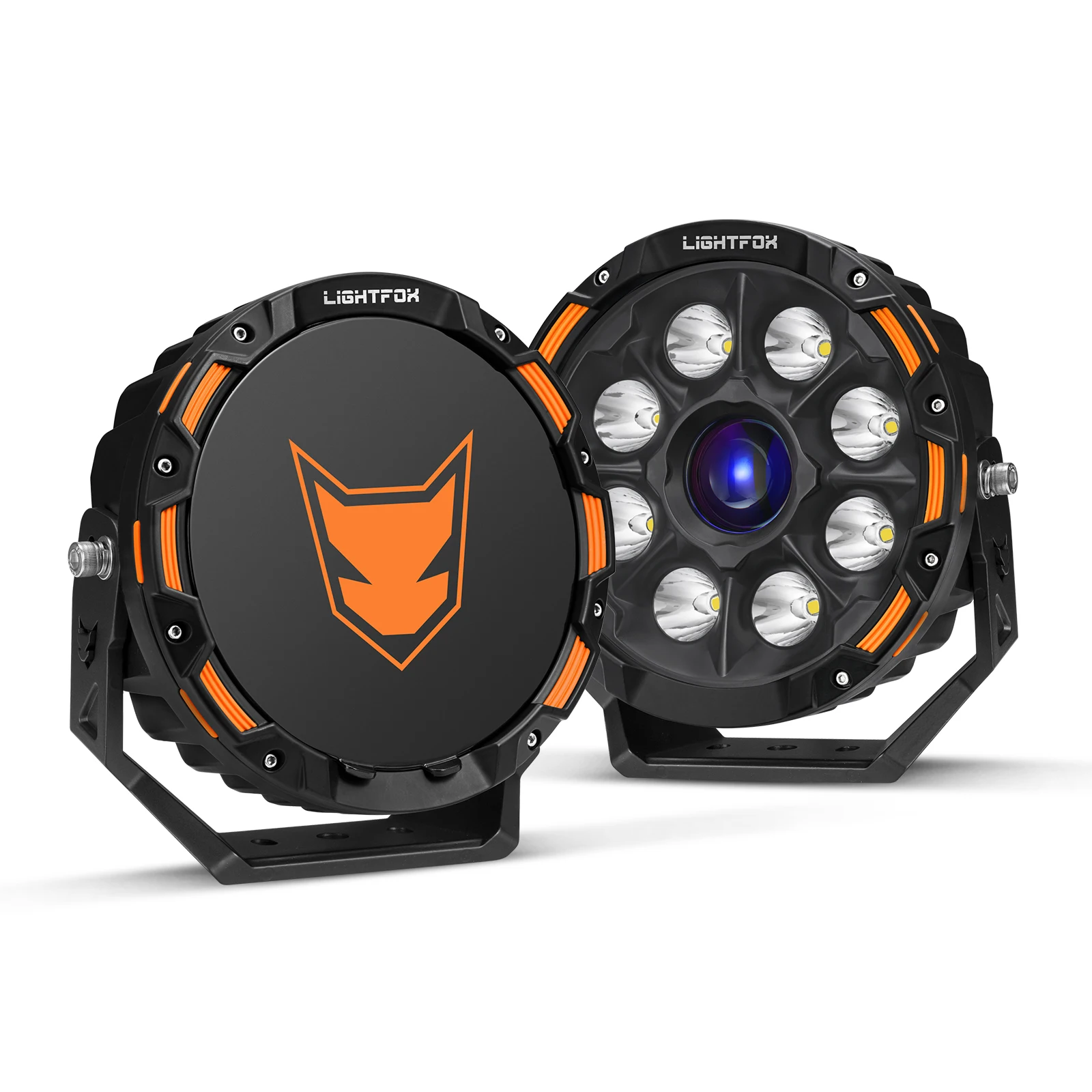 LIGHTFOX IP68 Waterproof Offroad Led Spot Lights 4x4 Round 9 Inch Laser Driving Lights 4x4 Spotlights