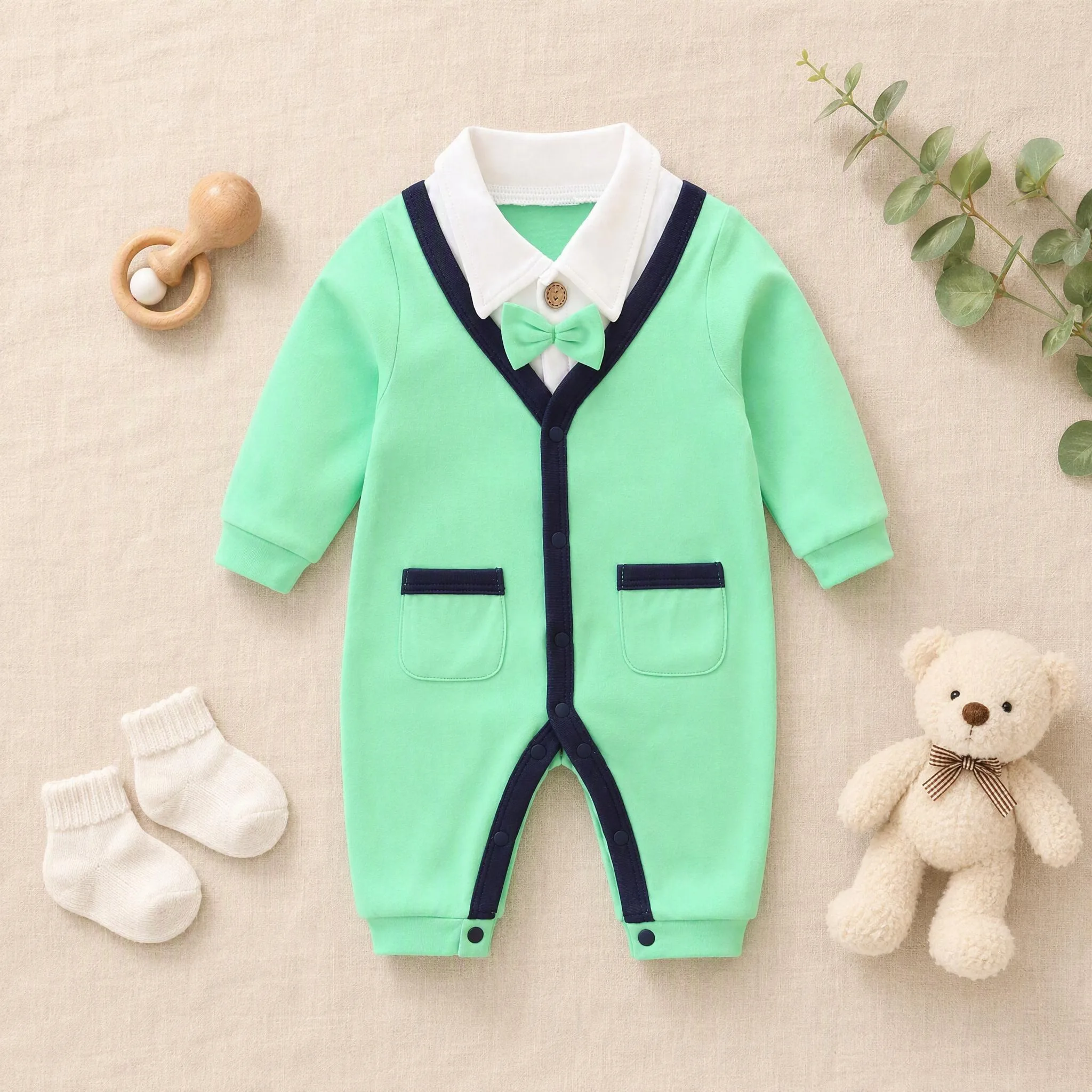 Korean Baby Clothes, Autum Clothes, Newborn Baby Boy, Autum Outing Clothes, 100-day Boy Jumpsuit