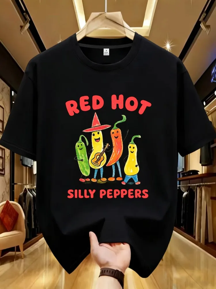 Red Hot Silly Peppers Funny Meme T Shirts Men Women Vintage High Quality Tops T-shirts Male Summer Casual Cozy Oversized T-shirt