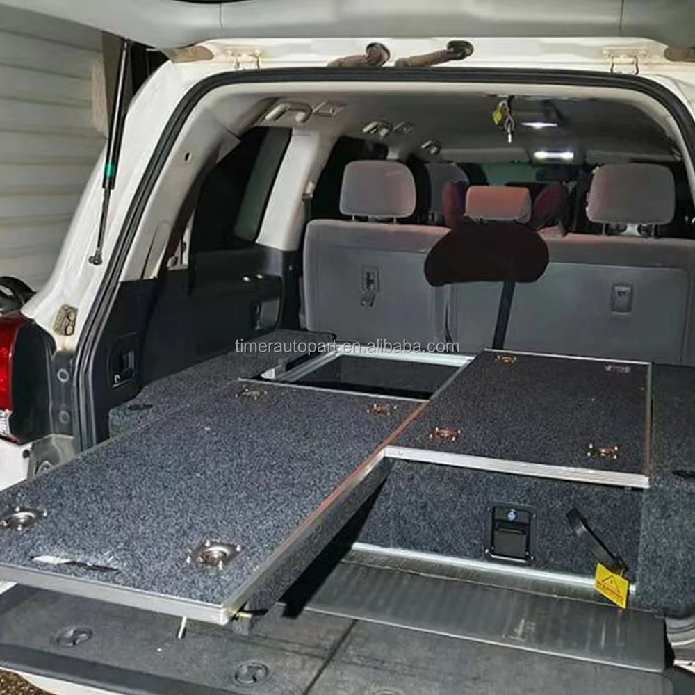 Offroad 4x4 Rear Cargo Vehicle Twin Storage Drawer Box System With Fridge Slider For Land Cruiser 80 100 150 200 300 Series