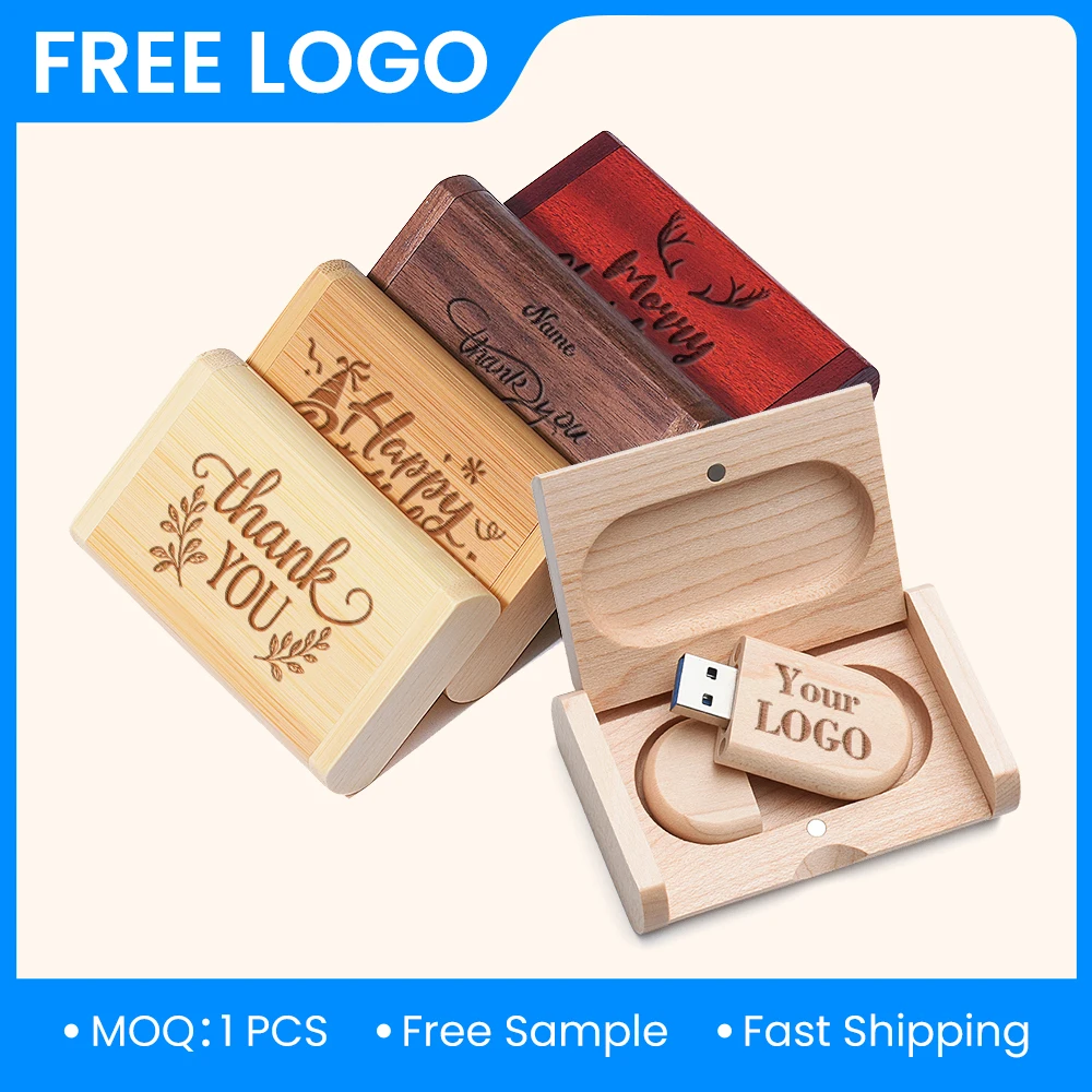 10 Stück USB-Stick 128GB Kostenloses individuelles Logo Pen Drive 64GB 10 Stück Holz-Bambus-Speicherstick Geschäftsgeschenke Pendrive 32GB – Detail 1