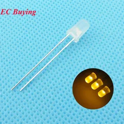 100 stks/partij 5mm Gele LED Ronde Light Emitting Diode Diffuus Mistige Ultra Heldere Lamp Kraal Plug-in DIY Kit groothoek DIP