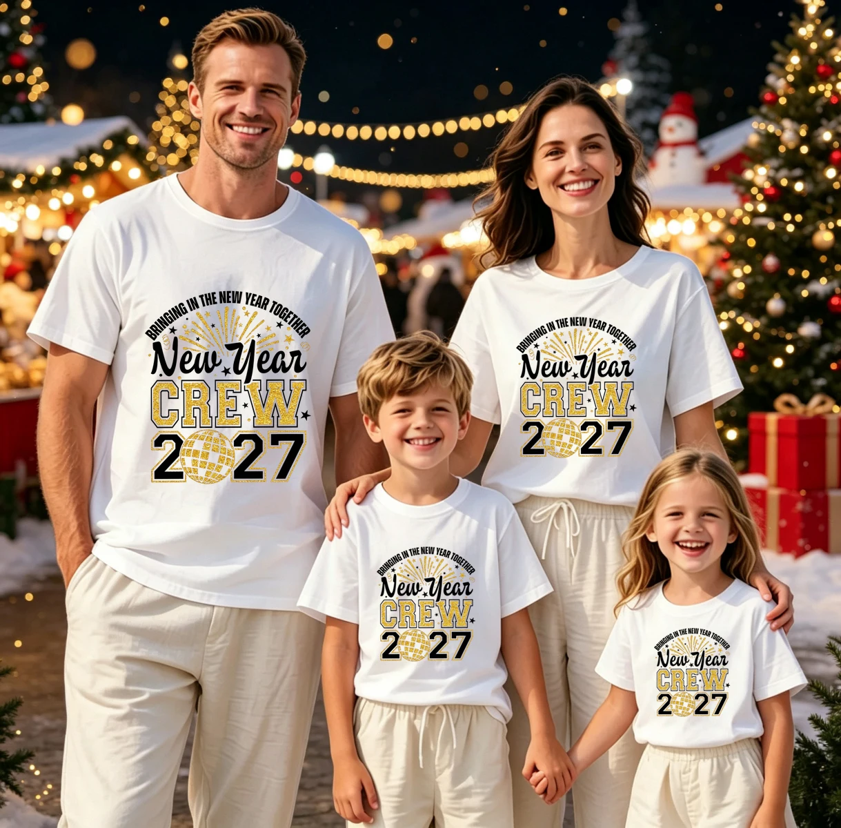 New Year Crew 2027 Family Bringing in The New Year Together T-Shirt - Funny New Year Family Party Tshirt