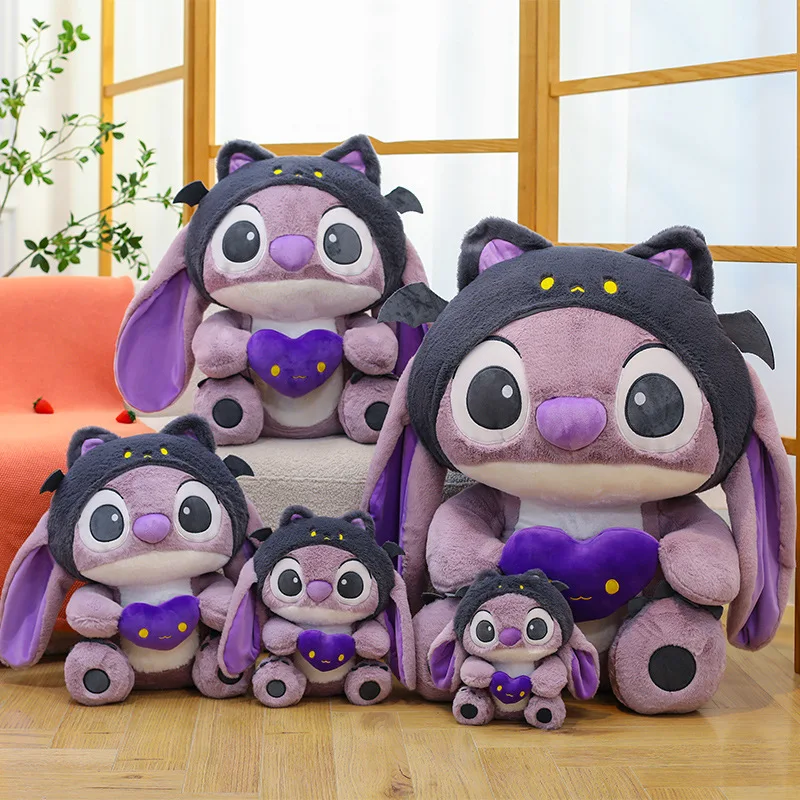60 cm Kawaii Lila Teufel Stich Plüschtier Große Gefüllte Puppe Niedliche Engel Puppe für Kinder Geburtstag Weihnachtsgeschenk Plüschkissen Stofftier