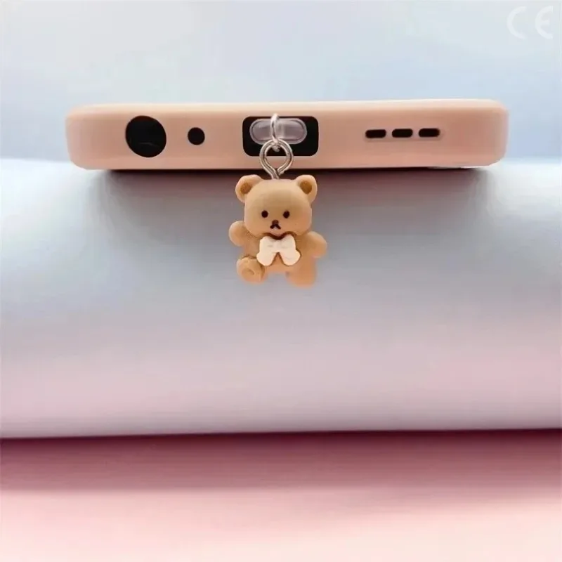 الدب البني الهاتف الغبار التوصيل سحر نوع C تصميم زوجين نمط التوافق العالمي لطيف ملحق هدية فكرة ل IOS أندرويد