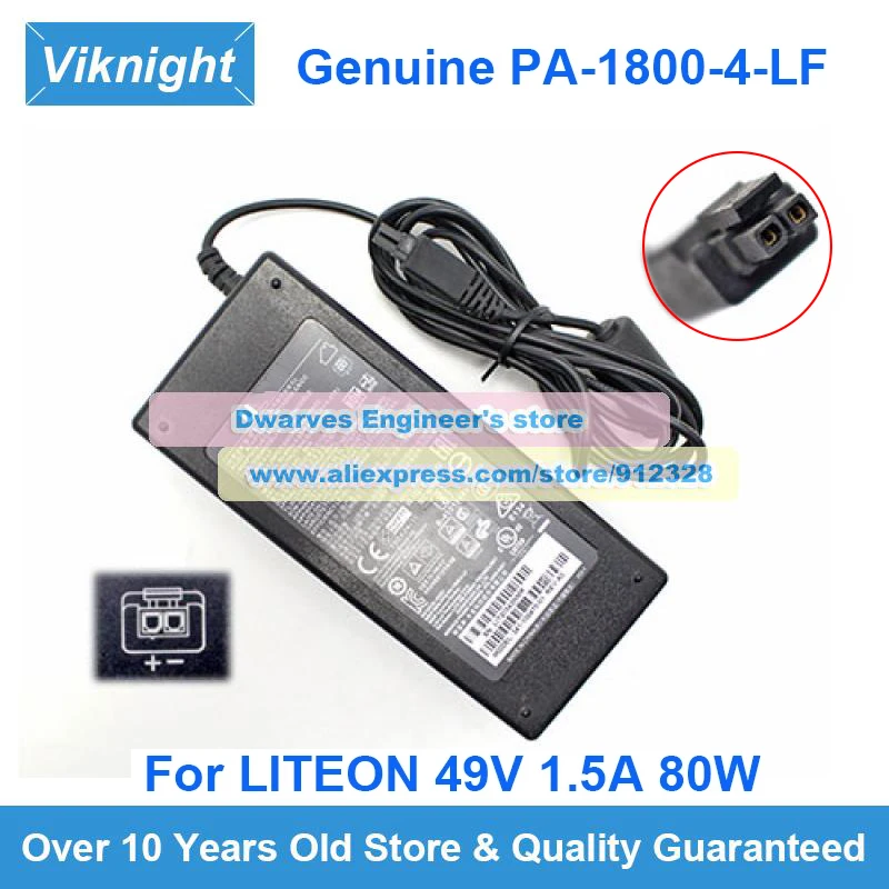 

Genuine 49V 1.5A 80W PA-1800-4-LF AC Adapter LIT20343NMR 341-100475-01 Charger for LITEON Molex 2 Pins Power Supply