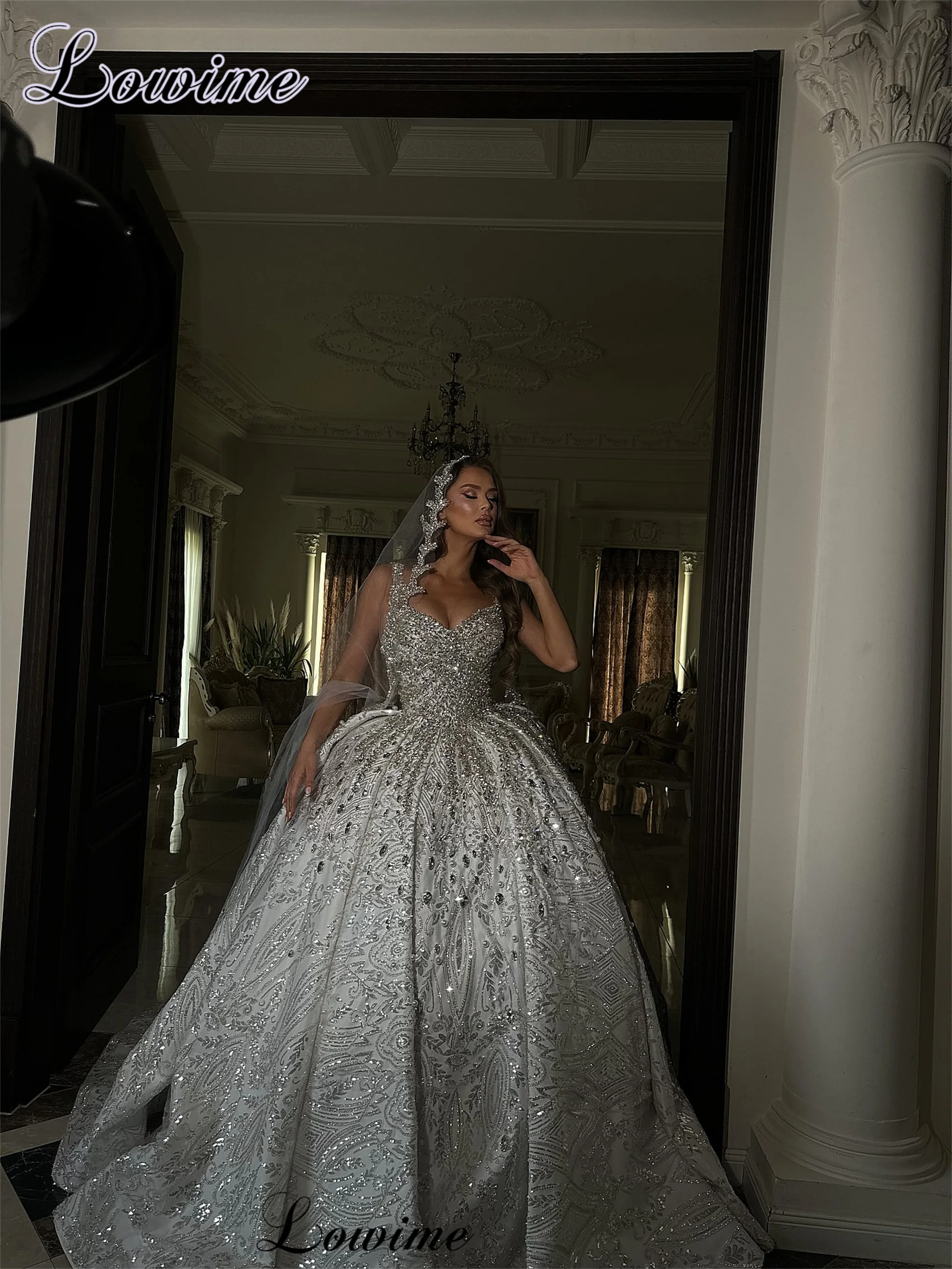 

Sparkly Crystals Wedding Dresses Luxury Spaghetti Sweetheart Wedding Gowns For Women Brides Dresses Vestido Blanco Customized