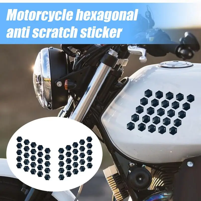 2 sheets Anti-Scratch Motorcycle Stickers Motorbike Protective Pad 3D Hexagonal Waterproof Rubber Stickers Paintwork Protector