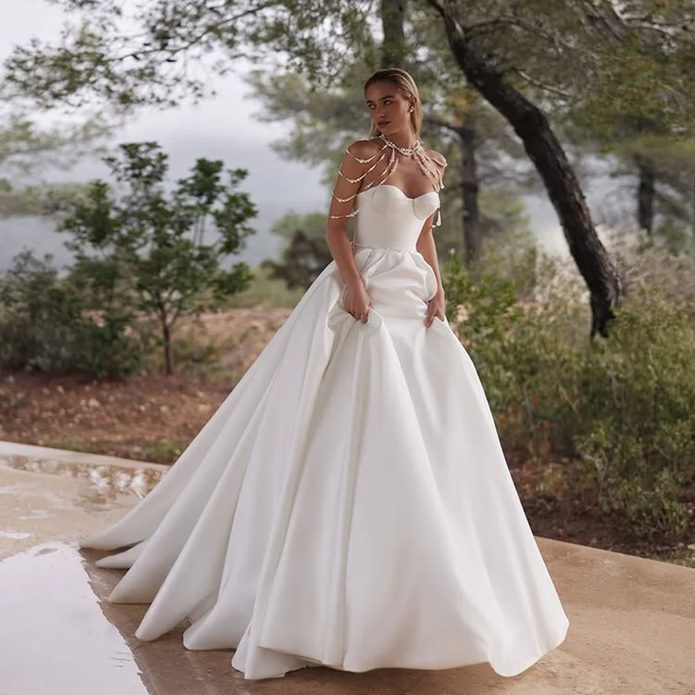 

Простое свадебное платье трапециевидной формы для женщин, свадебное платье в форме сердца, корсет сзади, свадебное платье robe de mariée