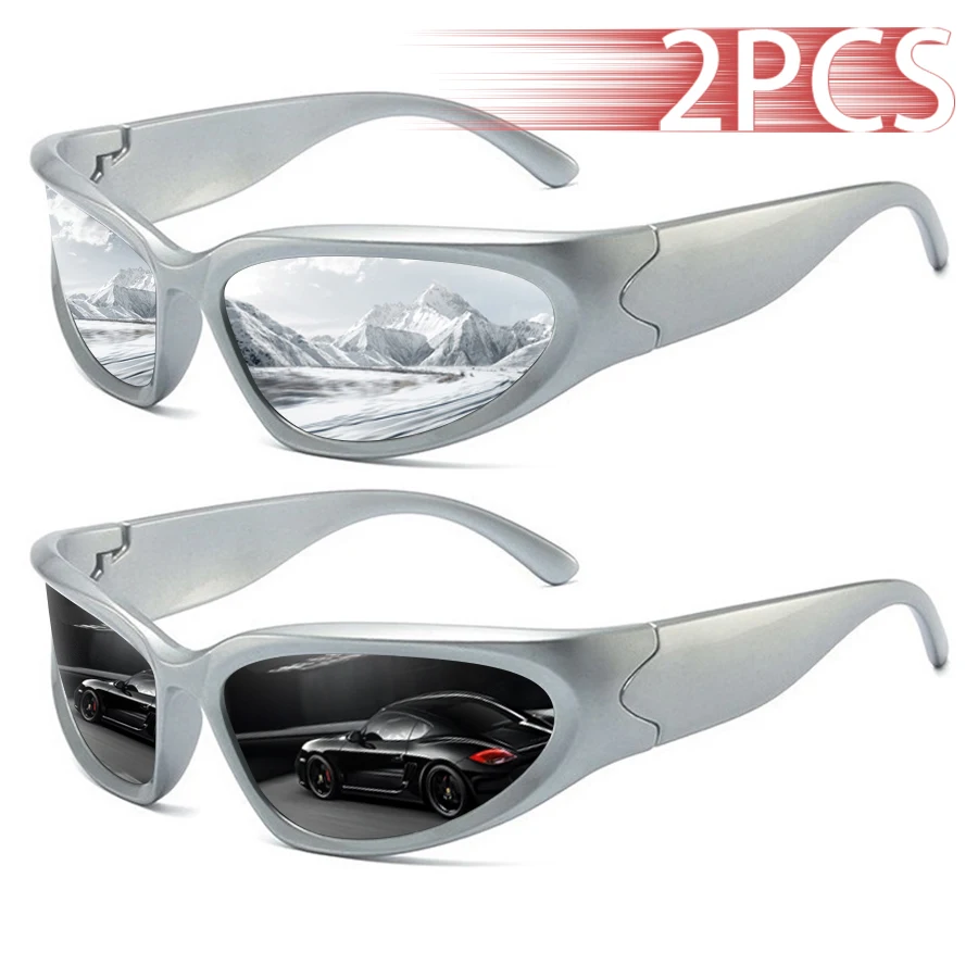 

2 PCS Y2k Classic Punk Around Vintage Sunglasses Women Men Luxury Brand Designer Sun Glasses Fashion Sport Eyewear UV400 Eyewear