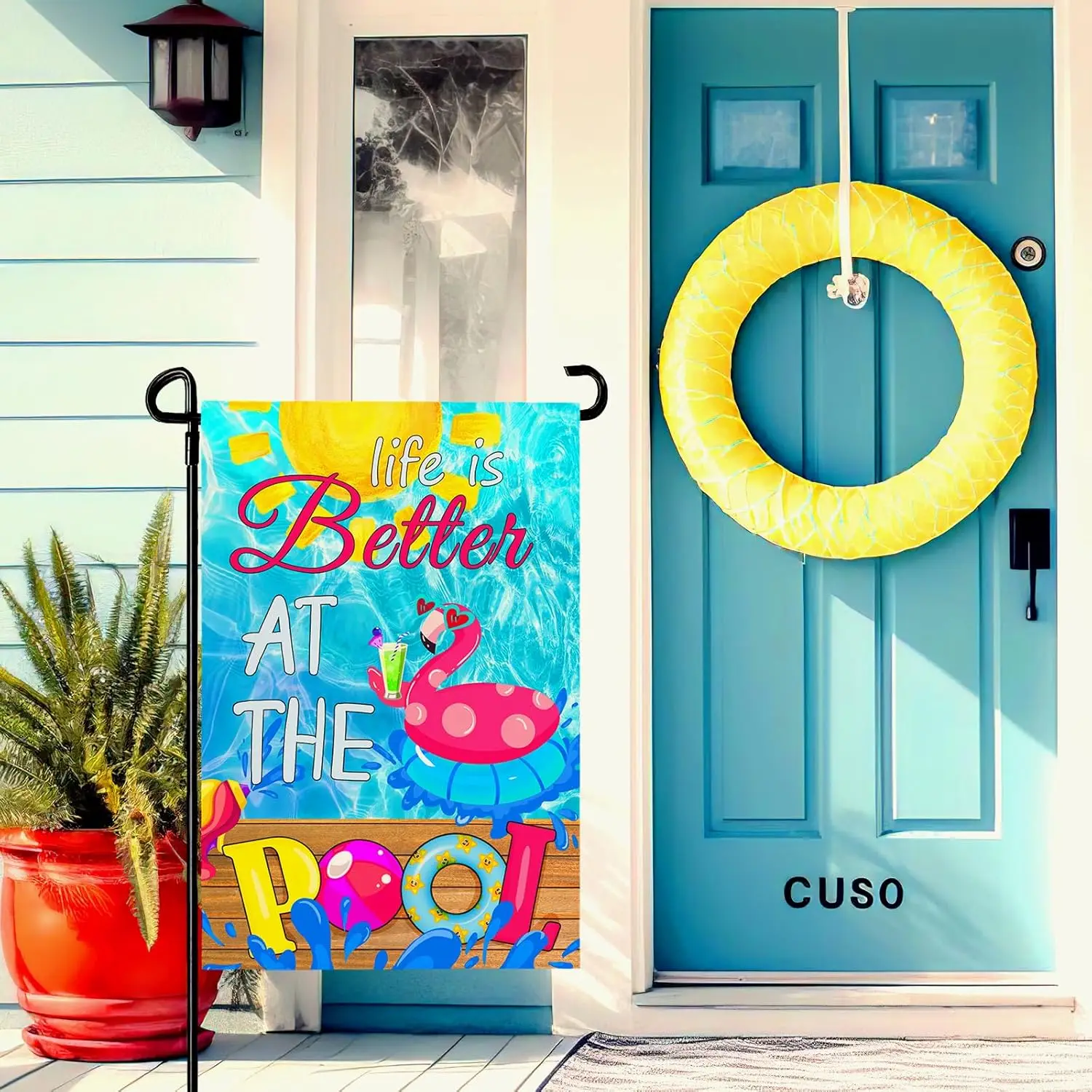 Life is Better at the Pool Garden Flag Swimming Pool Party Yard Flags Happy Summer Welcome Decorative Flags for Outside Pati hhz